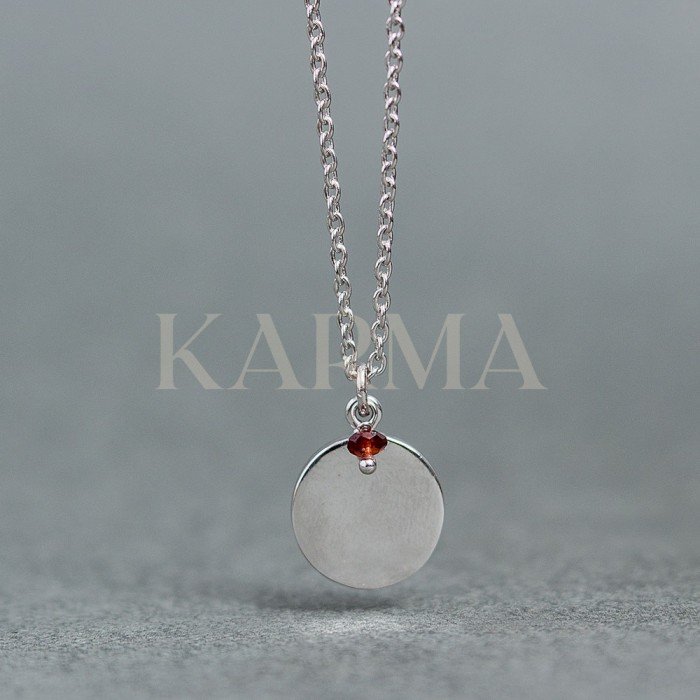 Rhodium Plated Sterling Silver Necklaces with Garnet